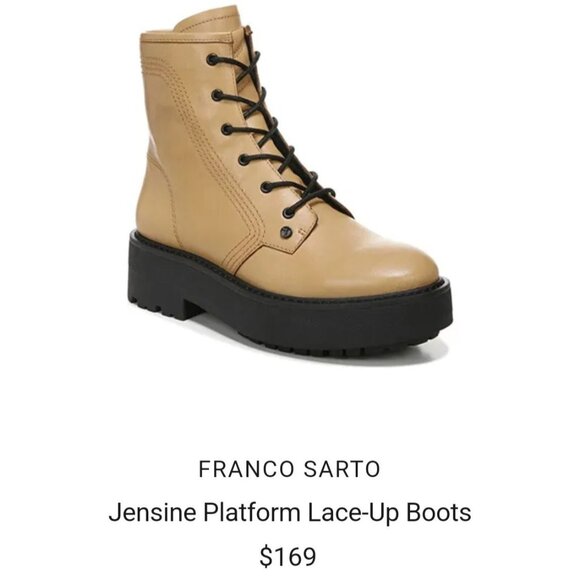 Tan Jensine Platform Lace-Up Zip Boot-Franco Sarta - Picture 8 of 8